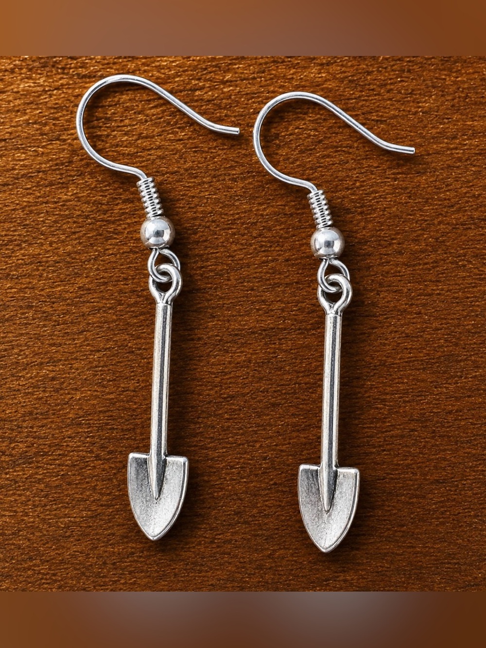 Silver Shovel Dangle Earrings Handmade